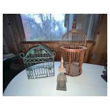 Lot of 3 Decorative Birdcages and Rustic Birdhouse