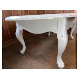 White Oval Wood Coffee Table with Cabriole Legs