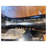 Singer 99K Vintage Sewing Machine with Decorative Tin and Accessory