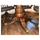 Wood Dining Table with 4 Rolling Chairs