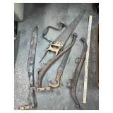 Assortment of Vintage Hand Tools and Saw Blades
