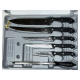 Camping and Outdoor Lot: Knife Set, Vintage Thermoses, Shovel, and Camp Stove