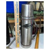 Camping and Outdoor Lot: Knife Set, Vintage Thermoses, Shovel, and Camp Stove