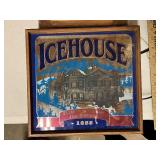 Icehouse Beer Wall Clock with Illuminated Sign