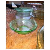 Vintage Depression Glass and Art Glass Dish Collection - Pink, Green, Amber, and Black
