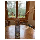 Handcrafted Felted Wool Vase with Faux Pussy Willow Stems