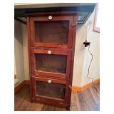Three-Compartment Wooden Pie Safe Cabinet with Mesh Doors