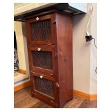 Three-Compartment Wooden Pie Safe Cabinet with Mesh Doors