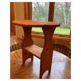 Wood Side Table with Shelf and Unique Shaped Top