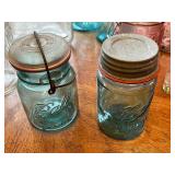Large Collection of Vintage Mason Jars and Decorative Glass Bottles