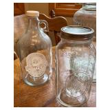Large Collection of Vintage Mason Jars and Decorative Glass Bottles