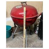 Weber Red Charcoal Kettle Grill with Lid and Wheeled Stand