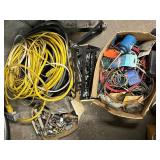 Assorted Extension Cords, Hardware, Wiring, and Fittings Lot