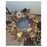 Fall Decor Set with 2 Wreaths and Pumpkin-Themed Rug
