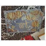 Fall Decor Set with 2 Wreaths and Pumpkin-Themed Rug