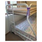White Metal Twin over Full Bunk Bed with Mattresses 77x58x60 Inches