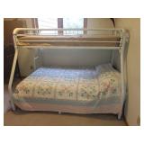 White Metal Twin over Full Bunk Bed with Mattresses 77x58x60 Inches