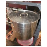 Kitchen Cookware and Utensil Collection Including Soup Pots, Roaster, and Thermometer Fork