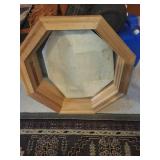 Octagonal Wood Framed Window Insert with Glass, 24 Inch