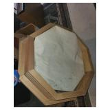 Octagonal Wood Framed Window Insert with Glass, 24 Inch