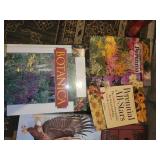 Collection of Books and Harmonica Including Field Guide, Gardening, and Travel