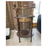 Vintage Three-Tier Wooden Side Table with Drawer