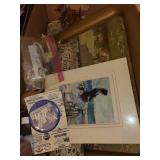 Assorted Household Items including Board Game, Art Prints, and Collectibles