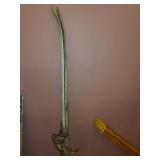 Antique Wooden Skis with Decorative Ribbon