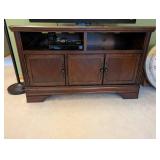 Wooden Media Console Cabinet with Three Doors and Shelving