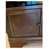 Wooden Media Console Cabinet with Three Doors and Shelving