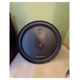 Large Wall Clock with Roman Numerals, Distressed Wood Frame, 25 Inch Diameter