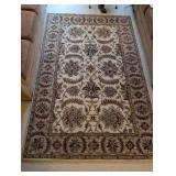 Handmade Indian Wool Area Rug with Floral Pattern, 8x5ft