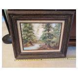 Framed Landscape Oil Painting on Canvas with Rustic Wood Frame