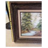 Framed Landscape Oil Painting on Canvas with Rustic Wood Frame