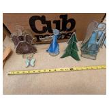 Stained Glass Craft Lot with Tools, Pattern Books, and Handmade Ornaments