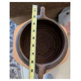 Brazilian Handcrafted Pottery Vessel with Handles and Geometric Designs