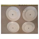 Collection of Blue and White Patterned Porcelain Plates and Bowls