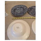 Collection of Blue and White Patterned Porcelain Plates and Bowls
