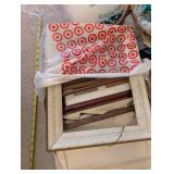 Large Assorted Fabric and Crafting Material Lot with Frames and Batting