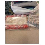 Large Assorted Fabric and Crafting Material Lot with Frames and Batting