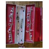 Set of 3 7.5 Inch Pink Charm Bracelets and Beaded Necklace