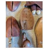 Collection of Vintage Wooden Shoe Stretchers and Cloth Doll