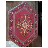 Hand-Painted Hexagonal Wooden Jewelry or Trinket Box