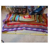 Large Lot of Handmade Crochet Blankets and Yarn Assortment