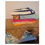 Assorted Lot of Towels, Blankets, and Quilts, Mixed Patterns and Sizes