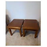 Pair of Wooden Side Tables with Inlaid Tops