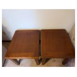 Pair of Wooden Side Tables with Inlaid Tops