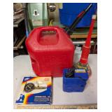 Automotive Tool Lot: Gas Can, Clean Funnel, Compression Tester, 12V Inflator