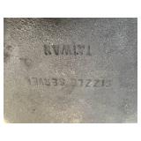 3 cast-iron pieces- corncob cornbread pan, serving skillet, and a flat round skillet