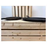 3 cast-iron pieces- corncob cornbread pan, serving skillet, and a flat round skillet